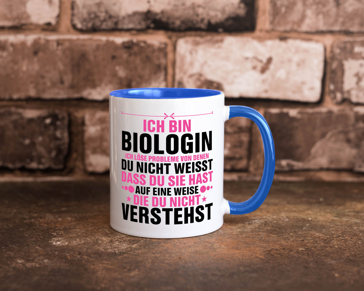 Löse Probleme: Biologin | Biologie Naturforscherin lustig Humor Geschenkidee Tasse