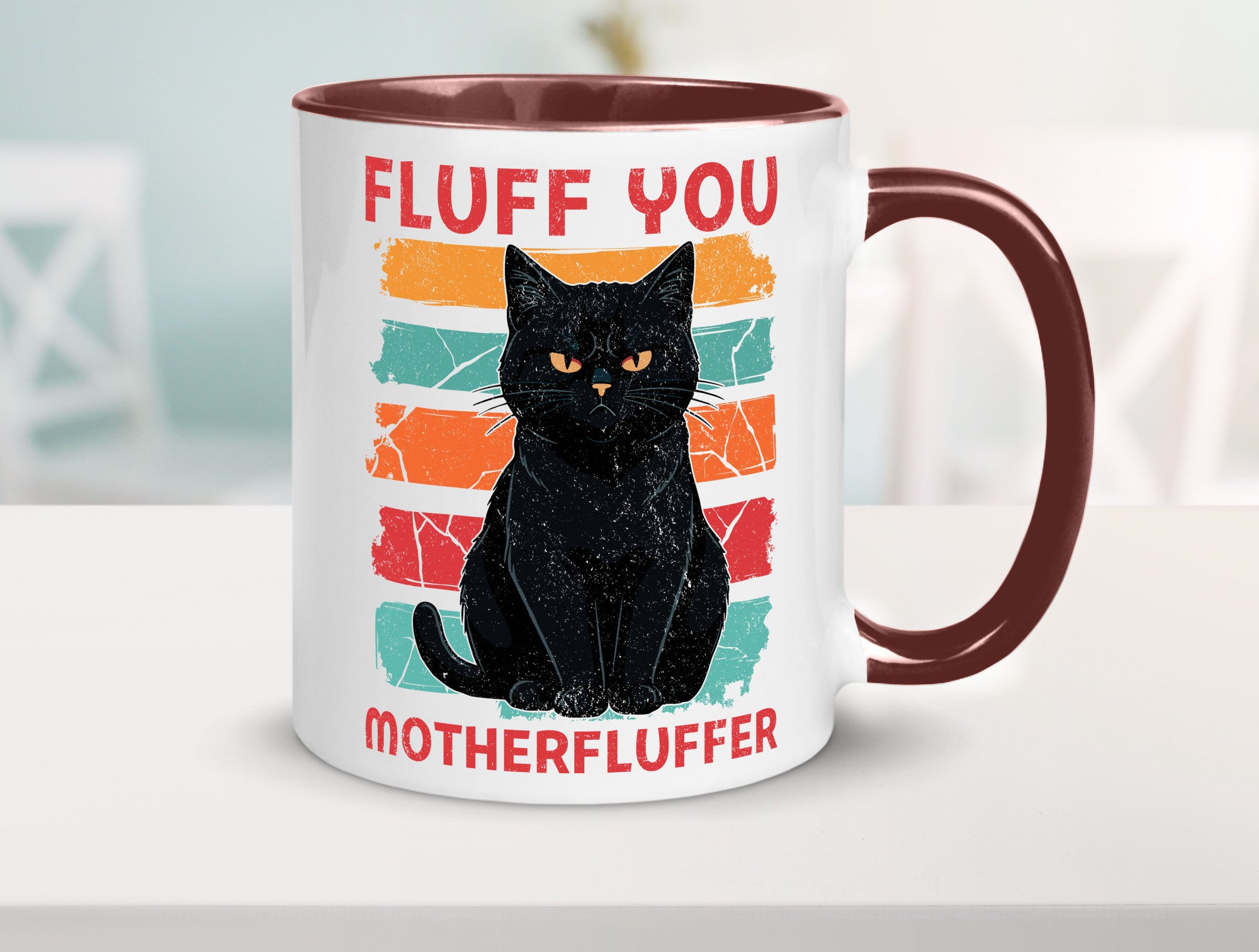 Fluff you Motherfluffer | Schwarze Katze Böse Humor Tierliebhaber Geschenkidee