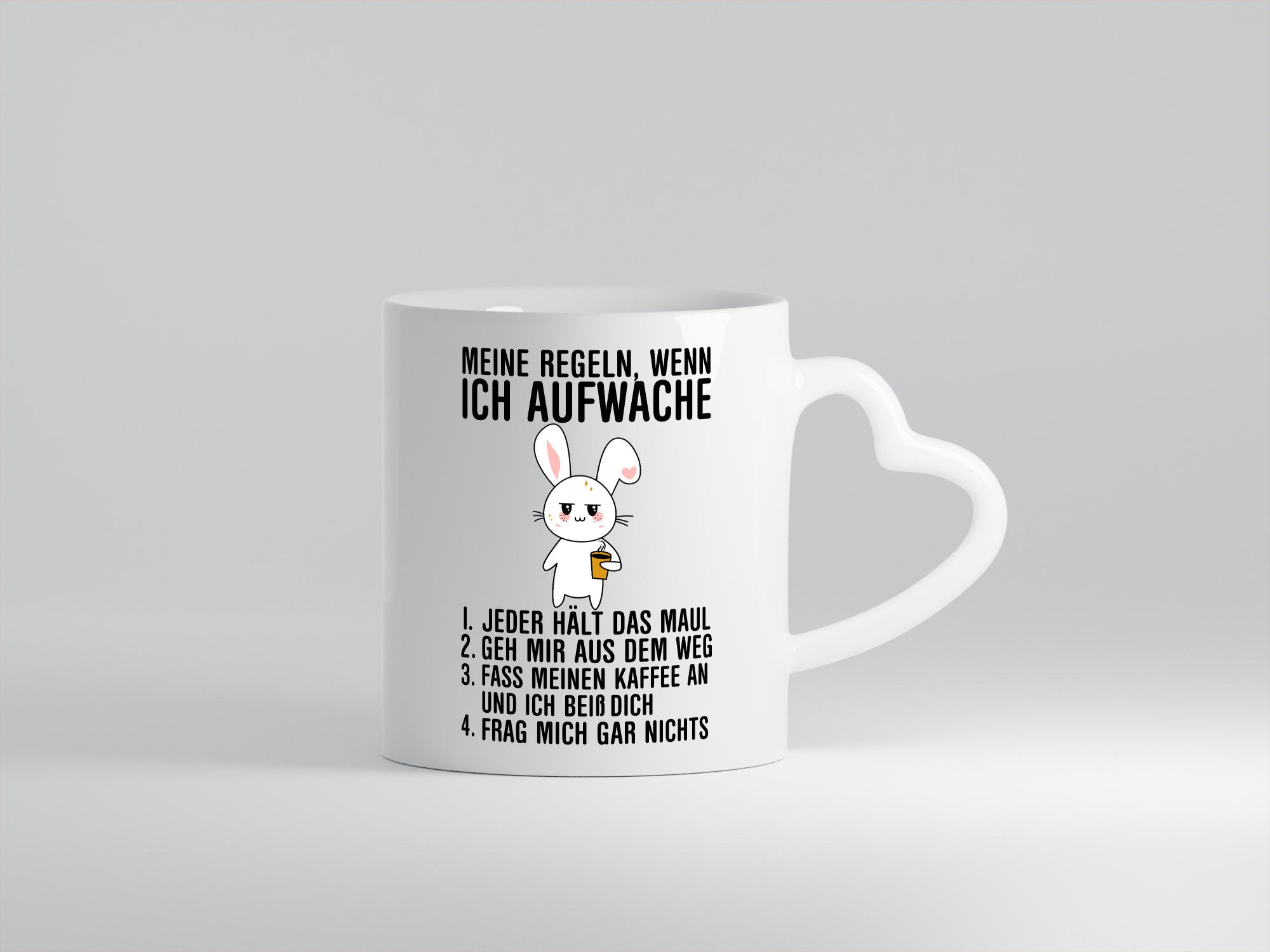 Regeln wenn ich aufwache | Morgenmuffel Hase Kaffee Geschenk Humor Geschenkidee