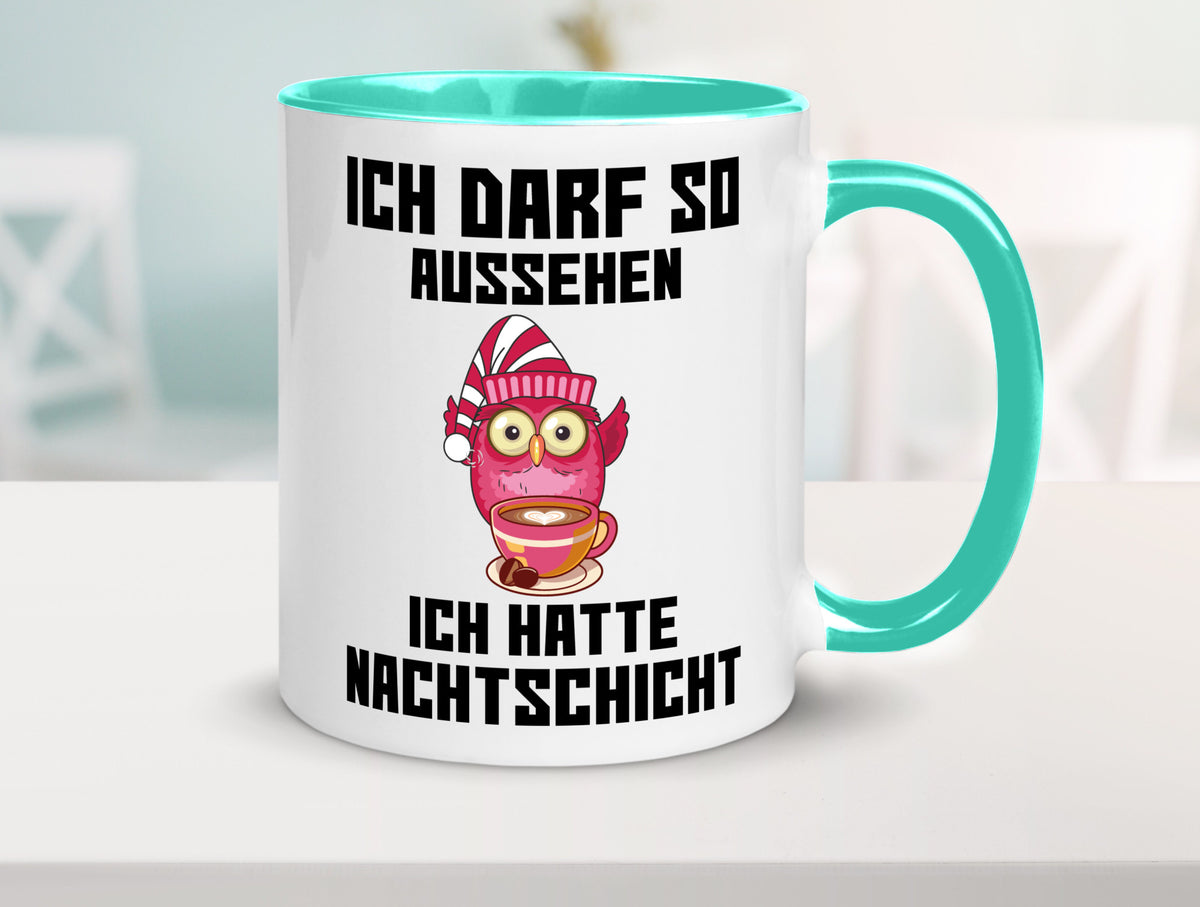 Nachtschicht Eule | Spruch Arbeit müde Nachtjob Geschenkidee Kollegen Büro Tasse