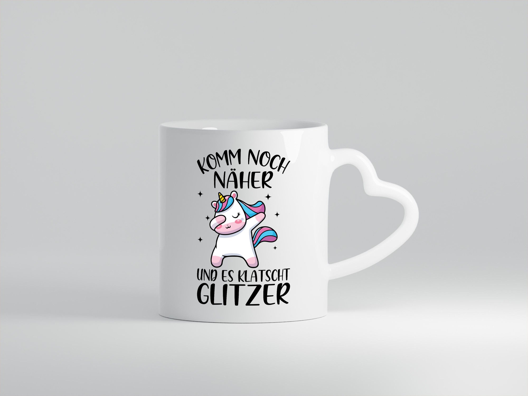 Komm näher, es klatscht Glitzer | Einhorn Strerne Geschenkidee Humor Tasse