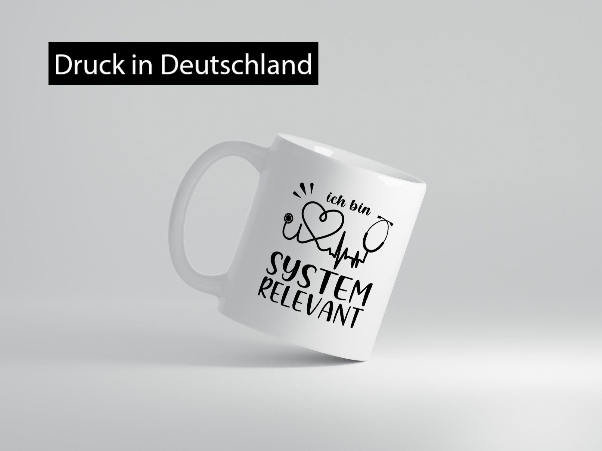 Systemrelevant | Herzschlag Stethoskop Herz Humor Geschenkidee Tasse