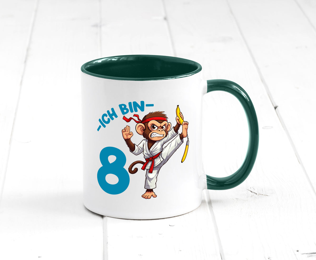 Ich bin 8 | 8. Geburtstag Karate Kampfsport Affe lustiger Spruch Geschenk Tasse