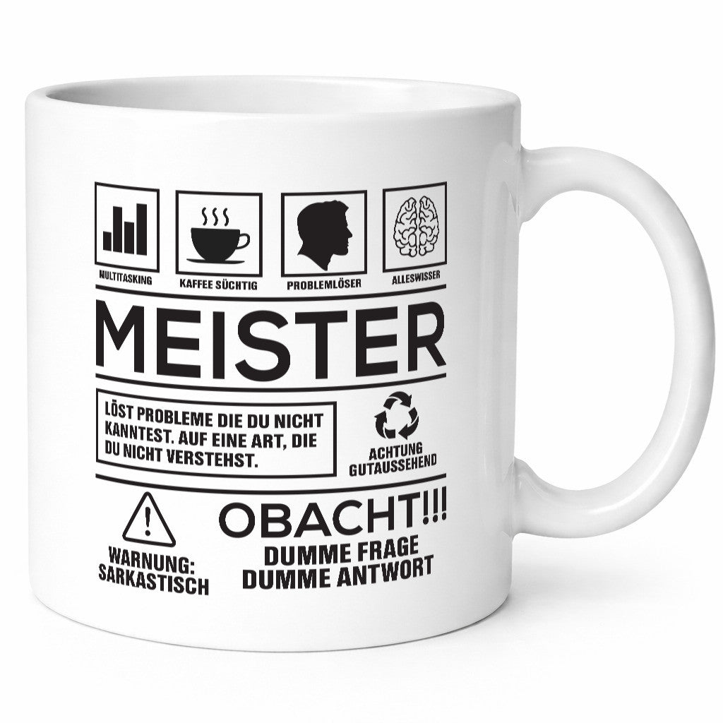 Achtung Probleme Meister | Meisterbrief lustig Humor Geschenkidee Geschenk Tasse