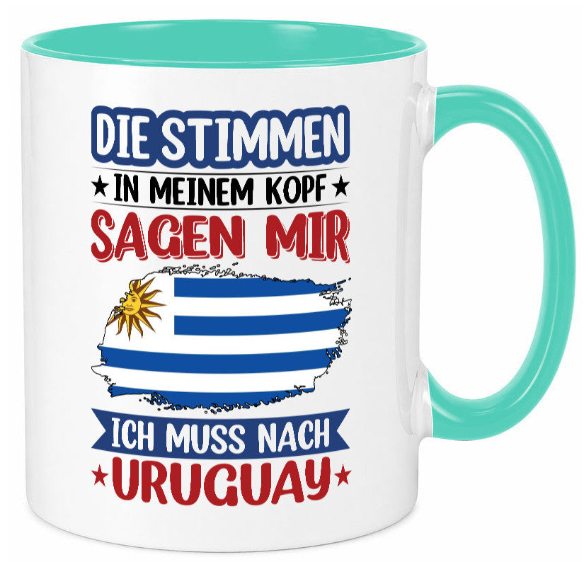 Uruguay | Urlaub Stimmen in meinem Kopf Traumland Geschenk Humor Geschenkidee Tasse