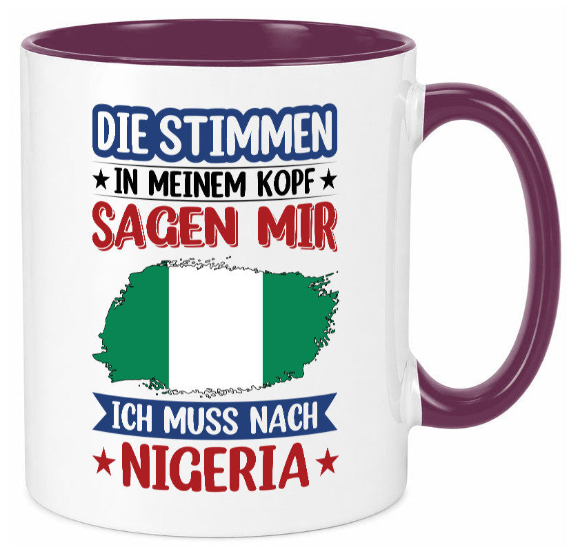 Nigeria | Urlaub Stimmen in meinem Kopf Traumland Geschenk Humor Geschenkidee Tasse
