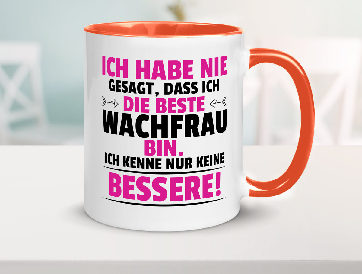 Die Beste Wachfrau | Wachpersonal Nachtwächter lustig Humor Geschenkidee Tasse