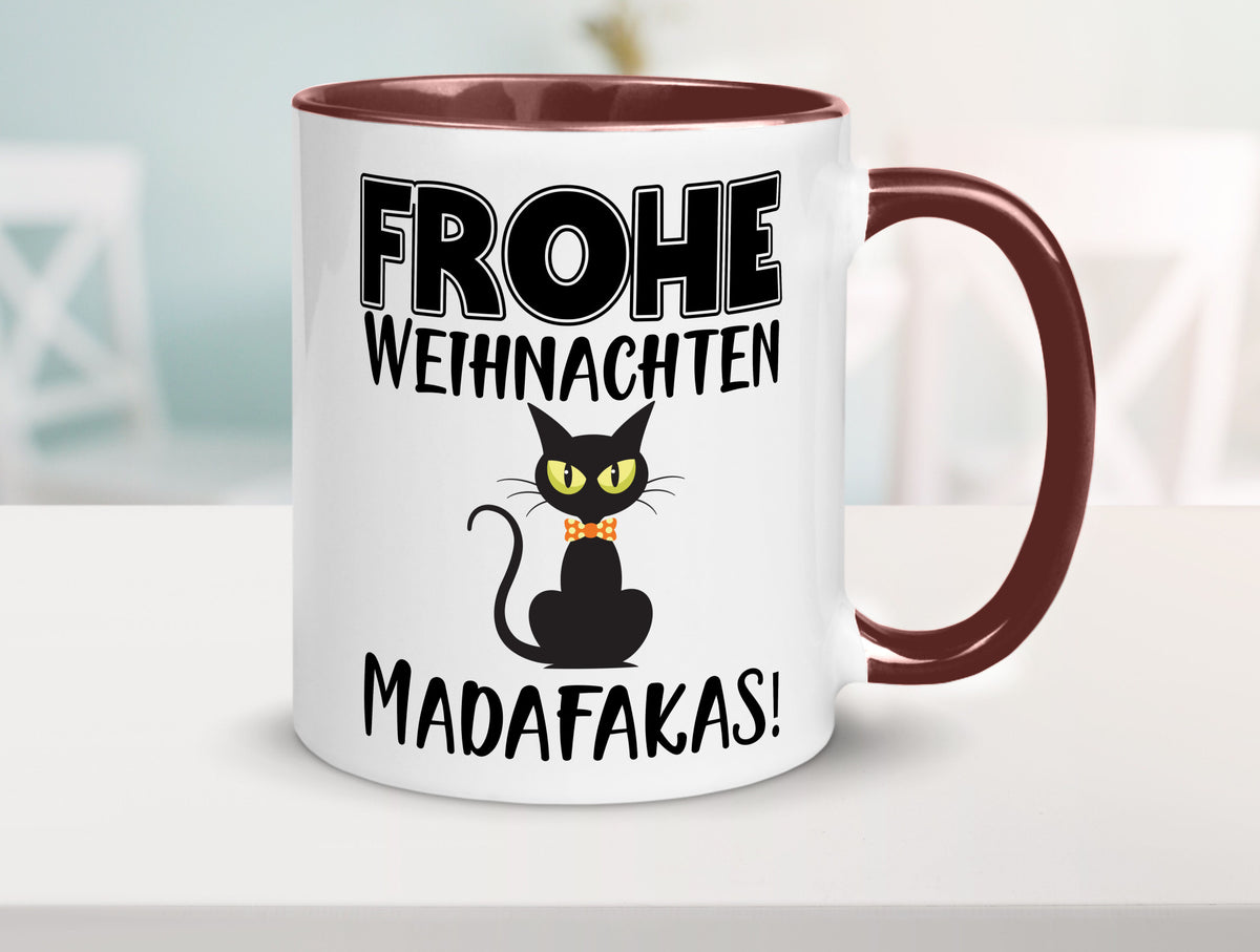 Frohe Weihnachten Madafakas! | Katze Tasse Vintage lustiger Spruch Geschenk