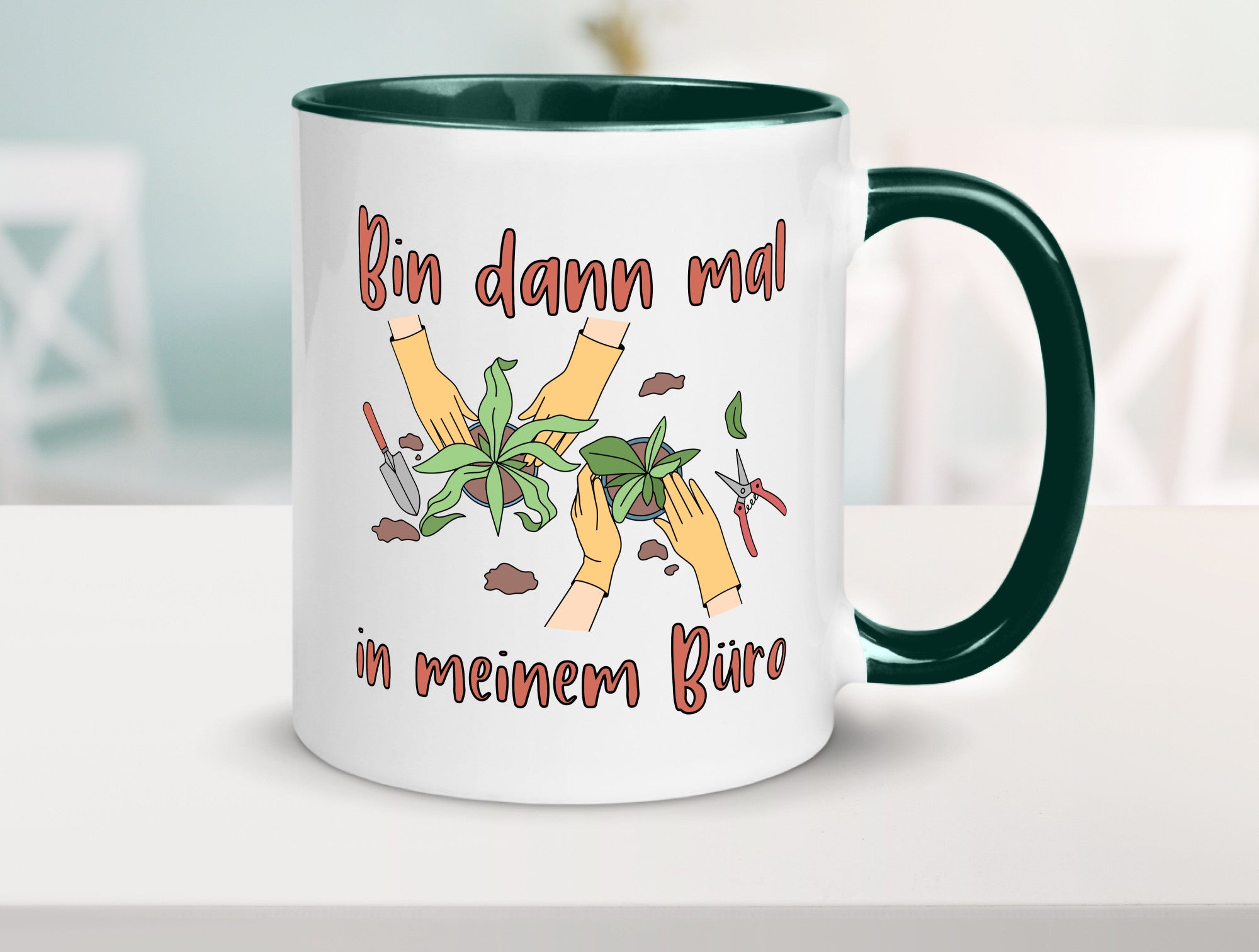 Bin im Büro | Gartenarbeit Pflanzen Humor Witz Geschenkidee Arbeit Kollegen
