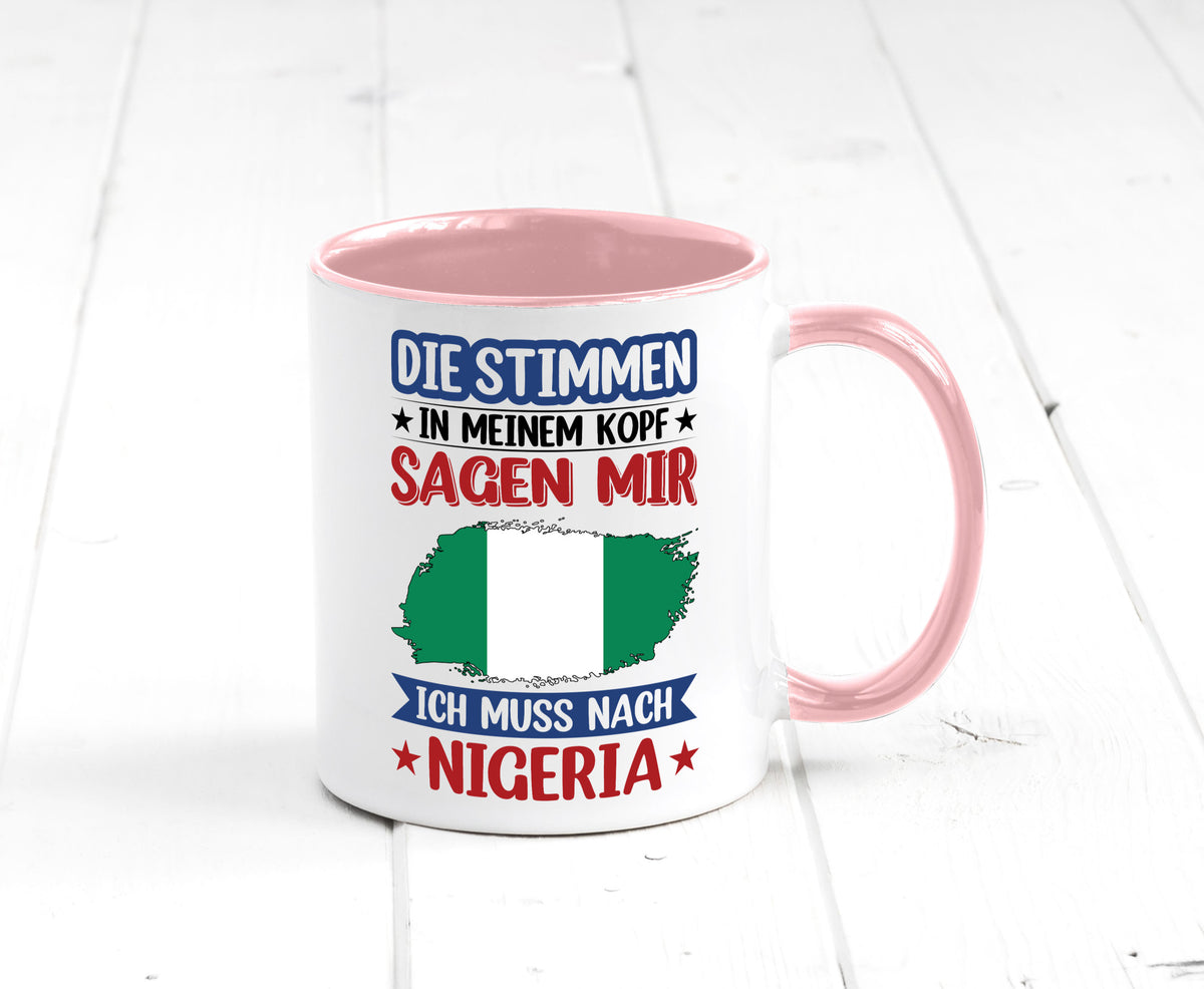 Nigeria | Urlaub Stimmen in meinem Kopf Traumland Geschenk Humor Geschenkidee Tasse