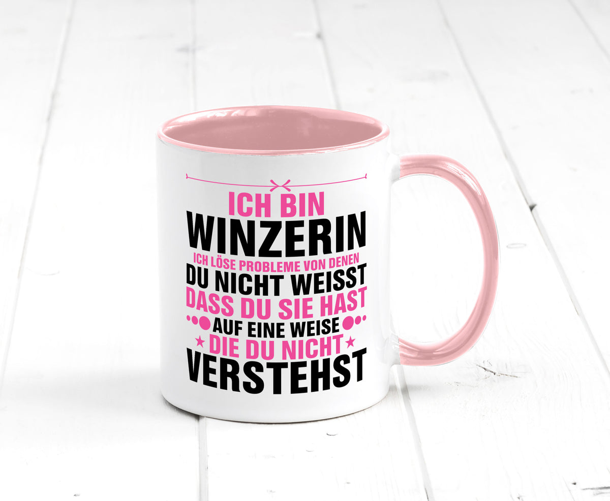 Löse Probleme: Winzerin | Weinbauer Wein Humor Geschenkidee Tasse