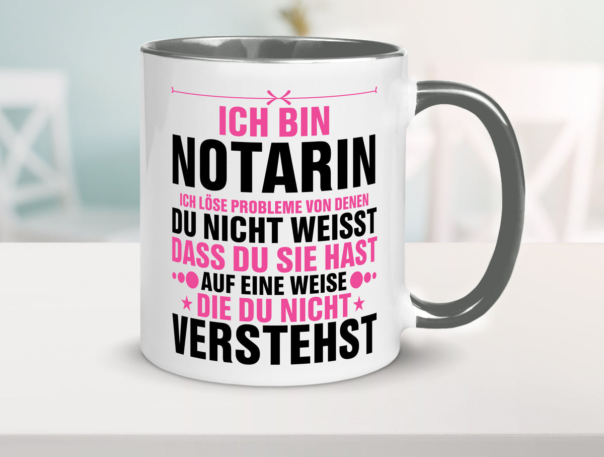 Löse Probleme: Notarin | Juristin v2 lustiger Spruch Geschenk Humor Tasse