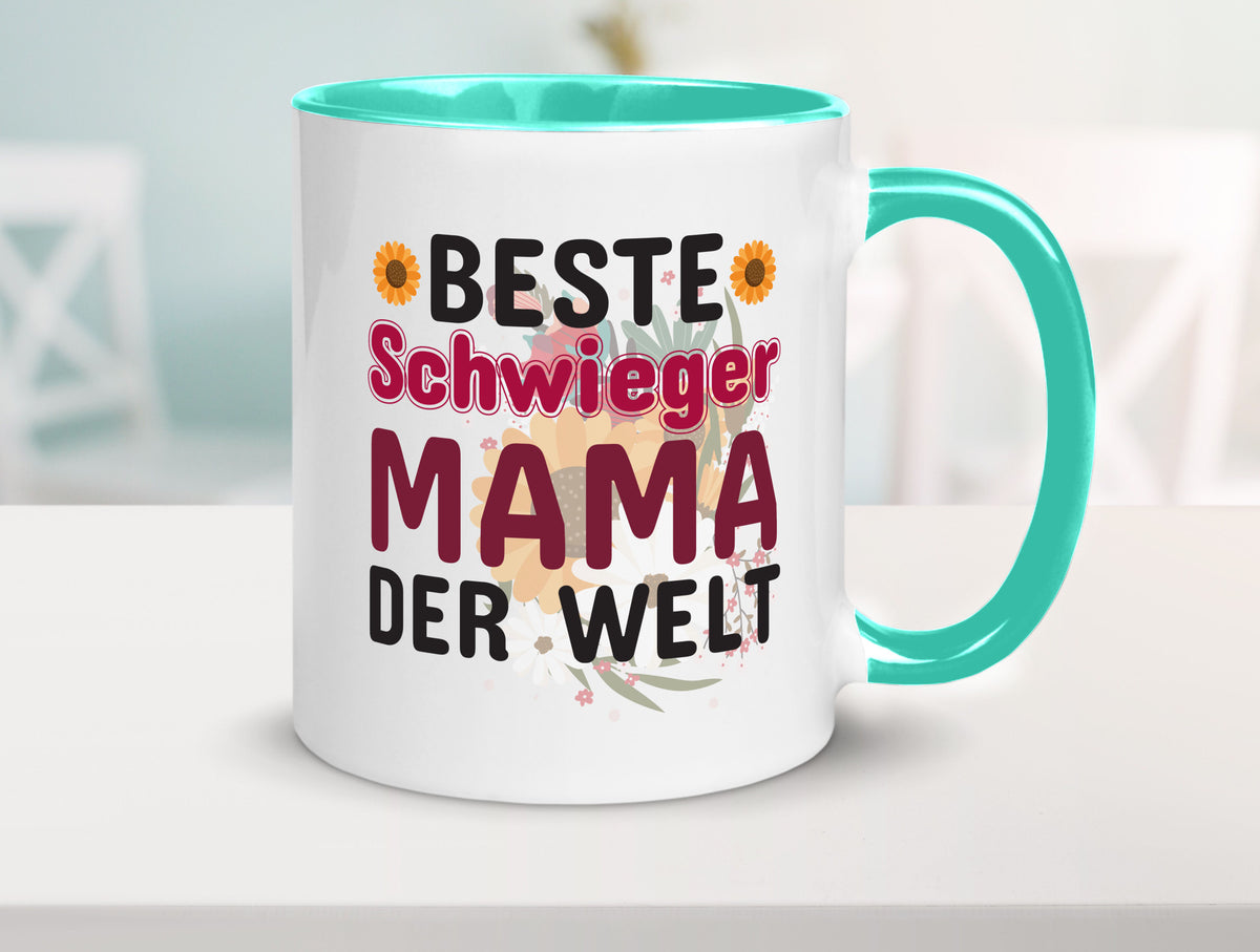 Beste Schwiegermama | Schwiegermutter Tasse Blumen Humor Familie Geschenkidee