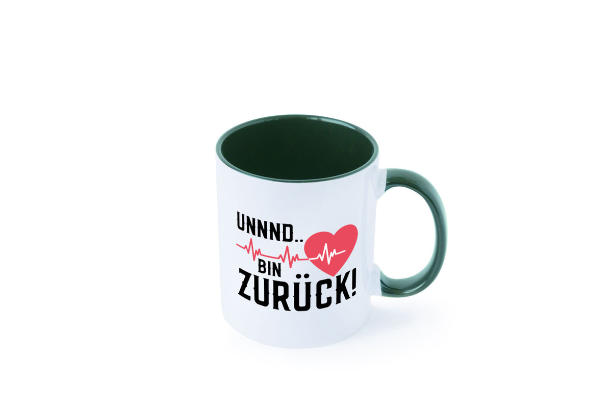 Bin zurück | Herzschlag Reanimation Puls Arzt Klinik Geschenk Humor Tasse