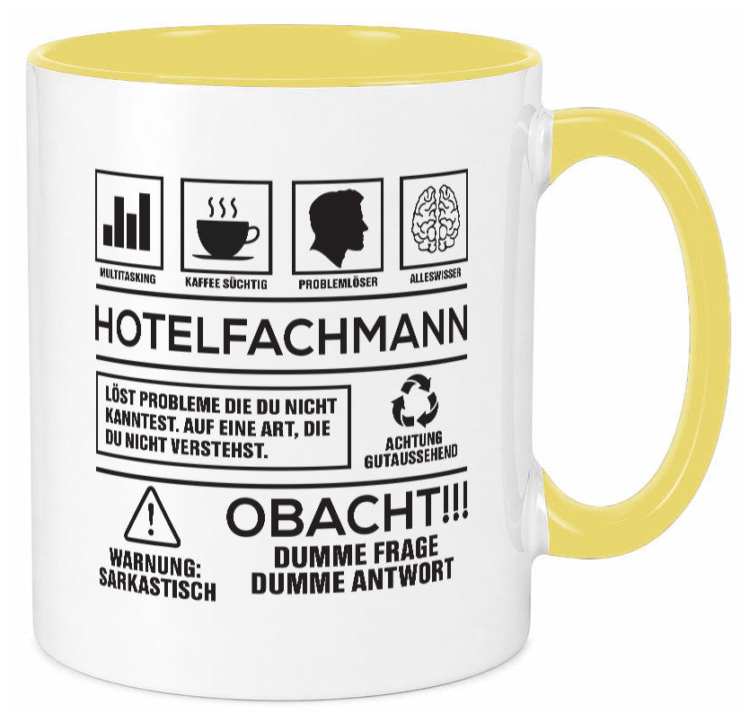 Achtung Probleme Hotelfachmann |Hotel lustiger Spruch Geschenk Humor Tasse