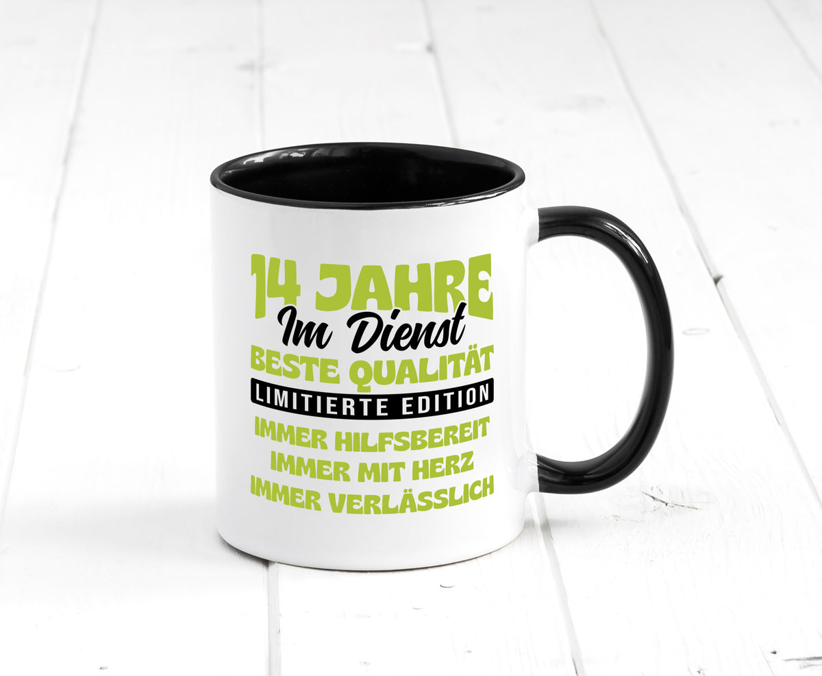 14 Jahre im Dienst | Jubiläum Arbeit v4 Geschenkidee Kollegen Büro Humor Tasse