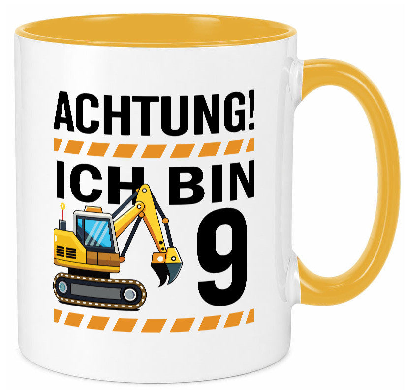 9 Geburtstag Ich bin | Bagger Junge lustiger Spruch Geschenk Geschenkidee Tasse