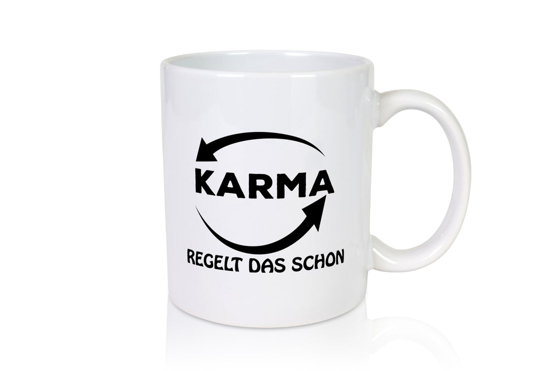 Karma regelt das lustig Humor Geschenkidee Geschenk Tasse