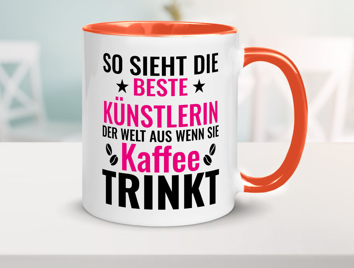 Kaffee trinkt: Künstlerin | Kunst Geschenk Humor Geschenkidee lustiger Spruch Tasse