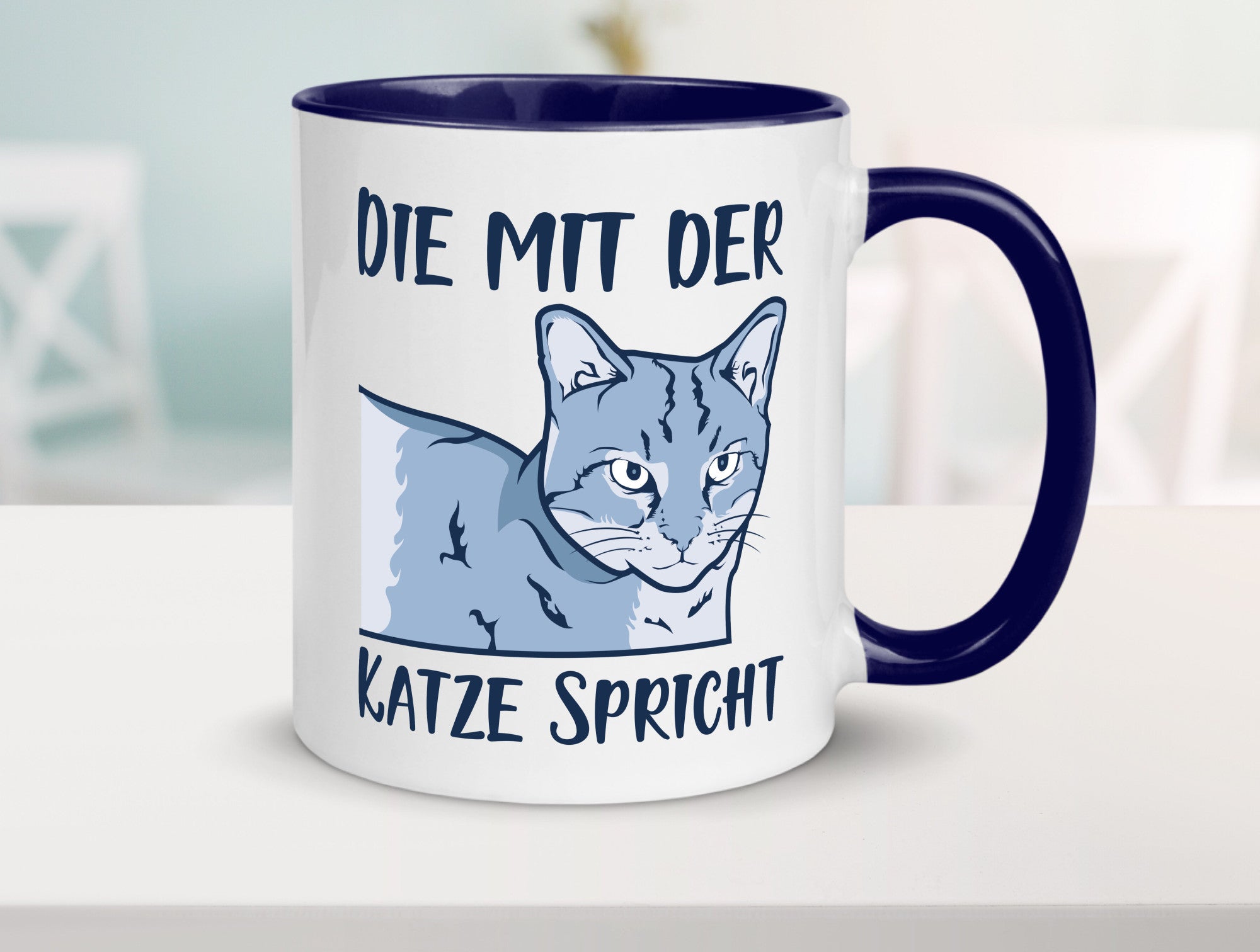 Die mit der Katze spricht | Humor Tierliebhaber Geschenkidee Tasse