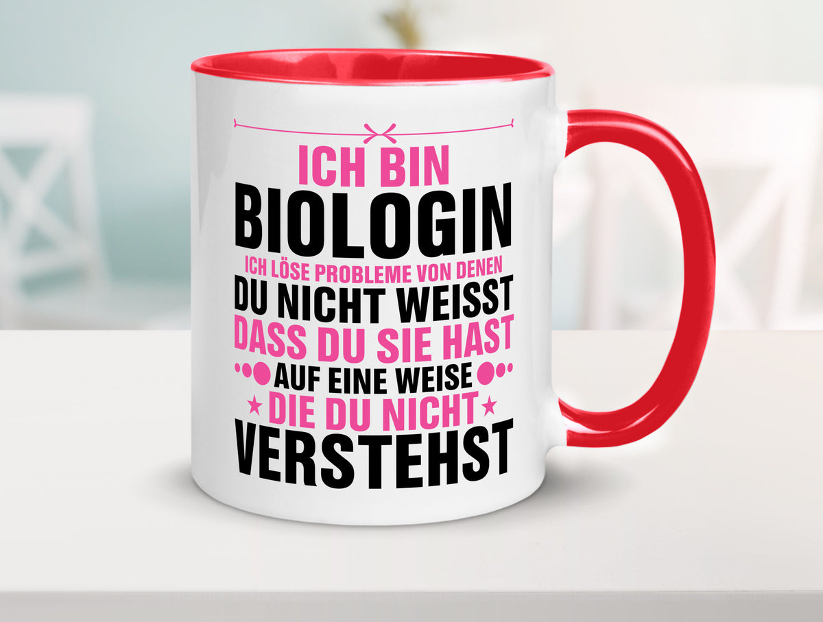 Löse Probleme: Biologin | Biologie Naturforscherin lustig Humor Geschenkidee Tasse