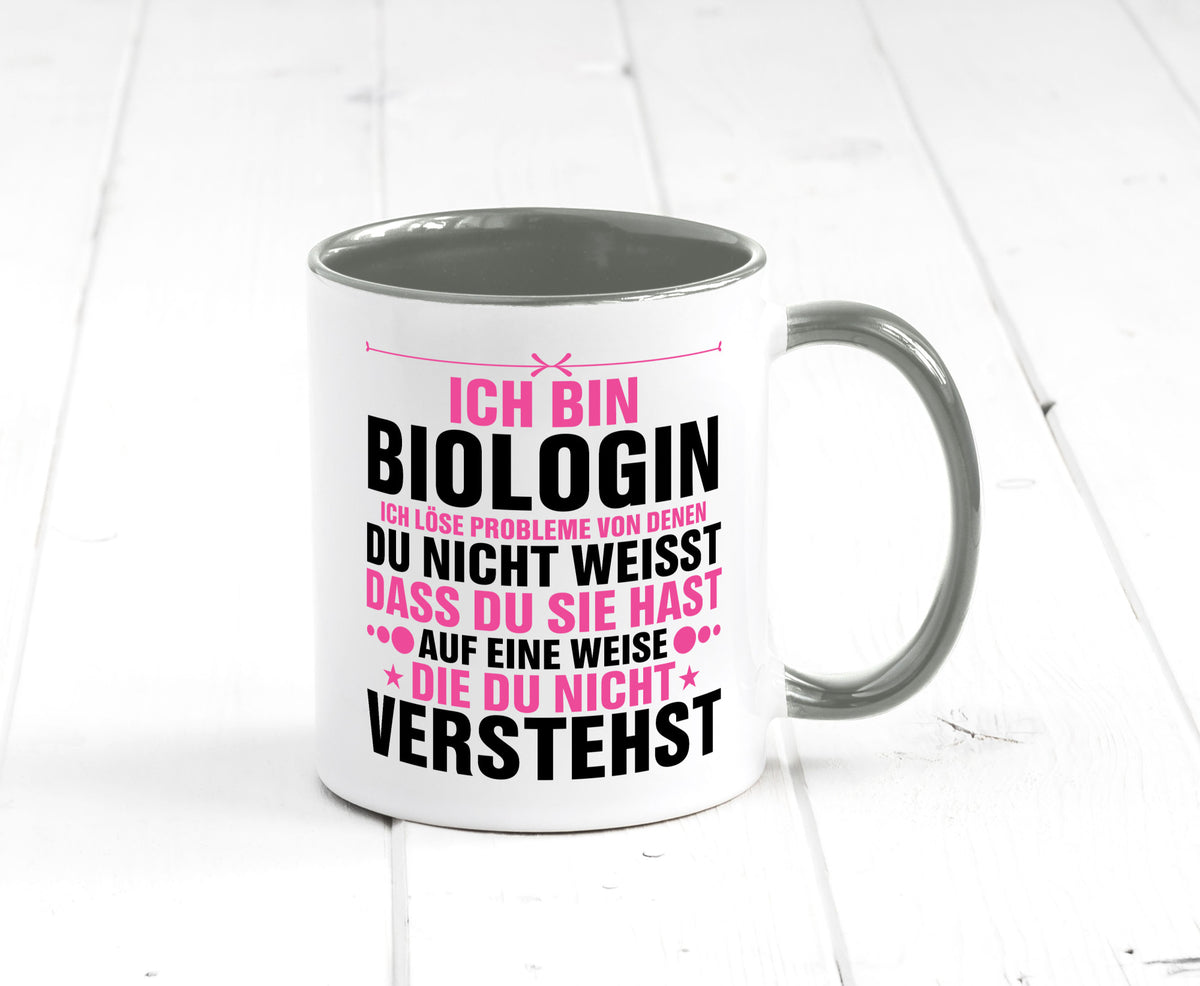Löse Probleme: Biologin | Biologie Naturforscherin lustig Humor Geschenkidee Tasse