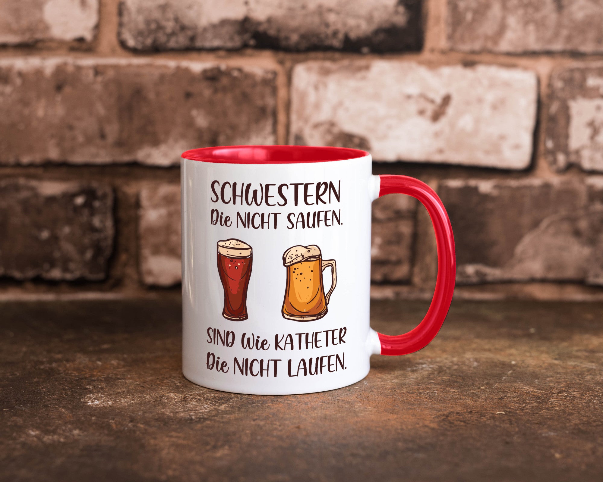 Schwestern die nicht saufen, Katheder laufen | Gläser lustiger Spruch Geschenk