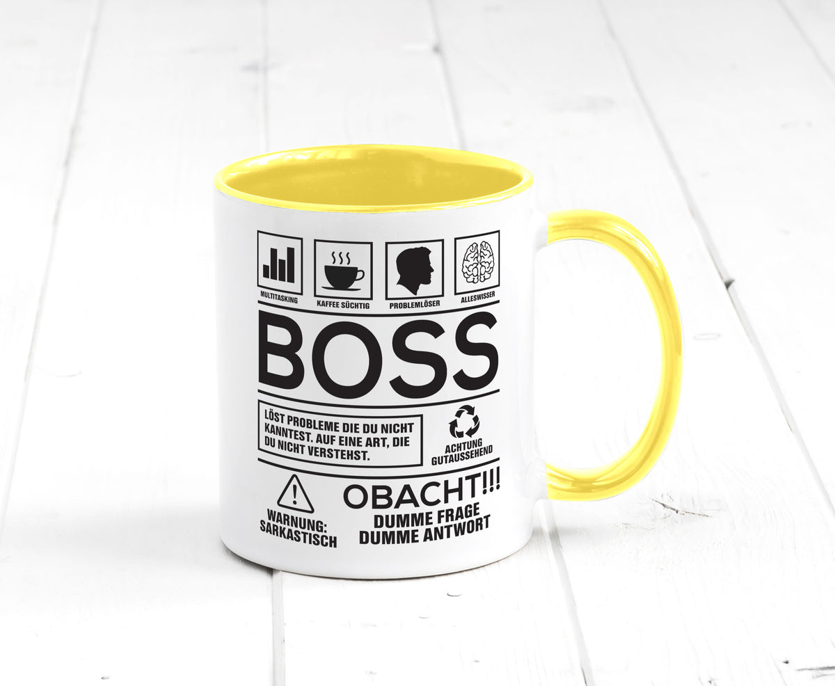 Achtung Probleme Boss | Führungskraft Vorgesetzter lustig Humor Geschenkidee Tasse