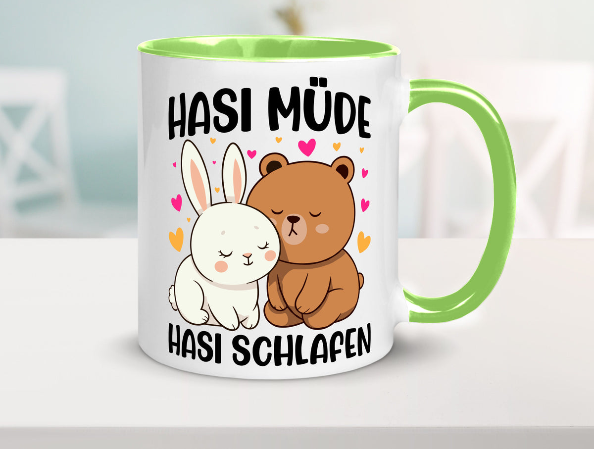 Hasi Müde | schlafen Kaninchen Häschen v2 lustiger Spruch Geschenk Humor Tasse