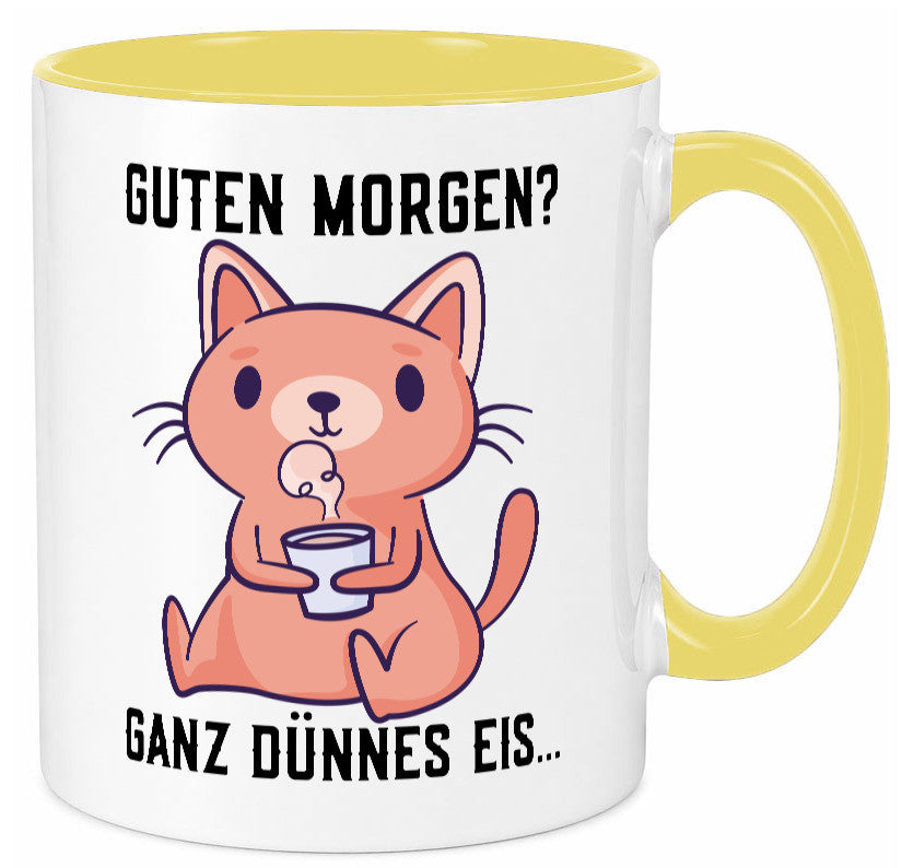 Guten Morgen | Morgenmuffel Dünnes Eis Katze mit Pulli Geschenk Tierliebhaber Tasse