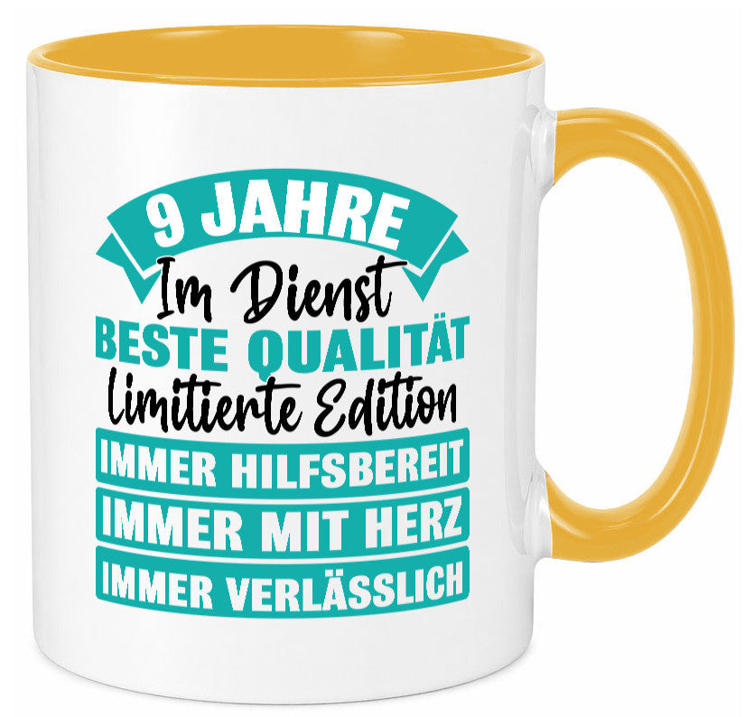 9 Jahre im Dienst | Jubiläum Arbeit Humor Kollegen Büro Geschenkidee Tasse