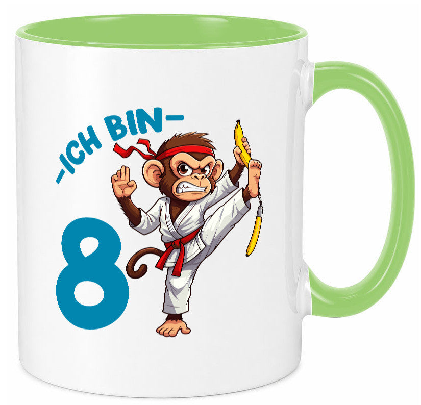 Ich bin 8 | 8. Geburtstag Karate Kampfsport Affe lustiger Spruch Geschenk Tasse