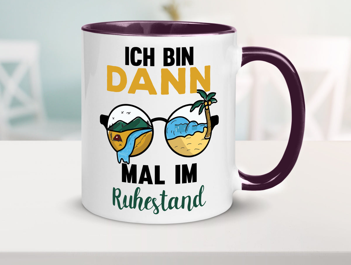 Bin dann mal im Ruhestand | Sonnenbrille Palme Meer lustig Jubiläum Geschenk Tasse