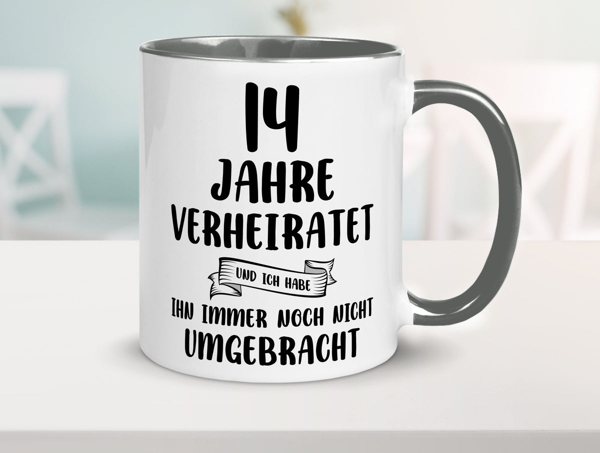 14 Jahre Verheiratet, immer noch am Leben! lustig Humor Geschenkidee Geschenk Tasse