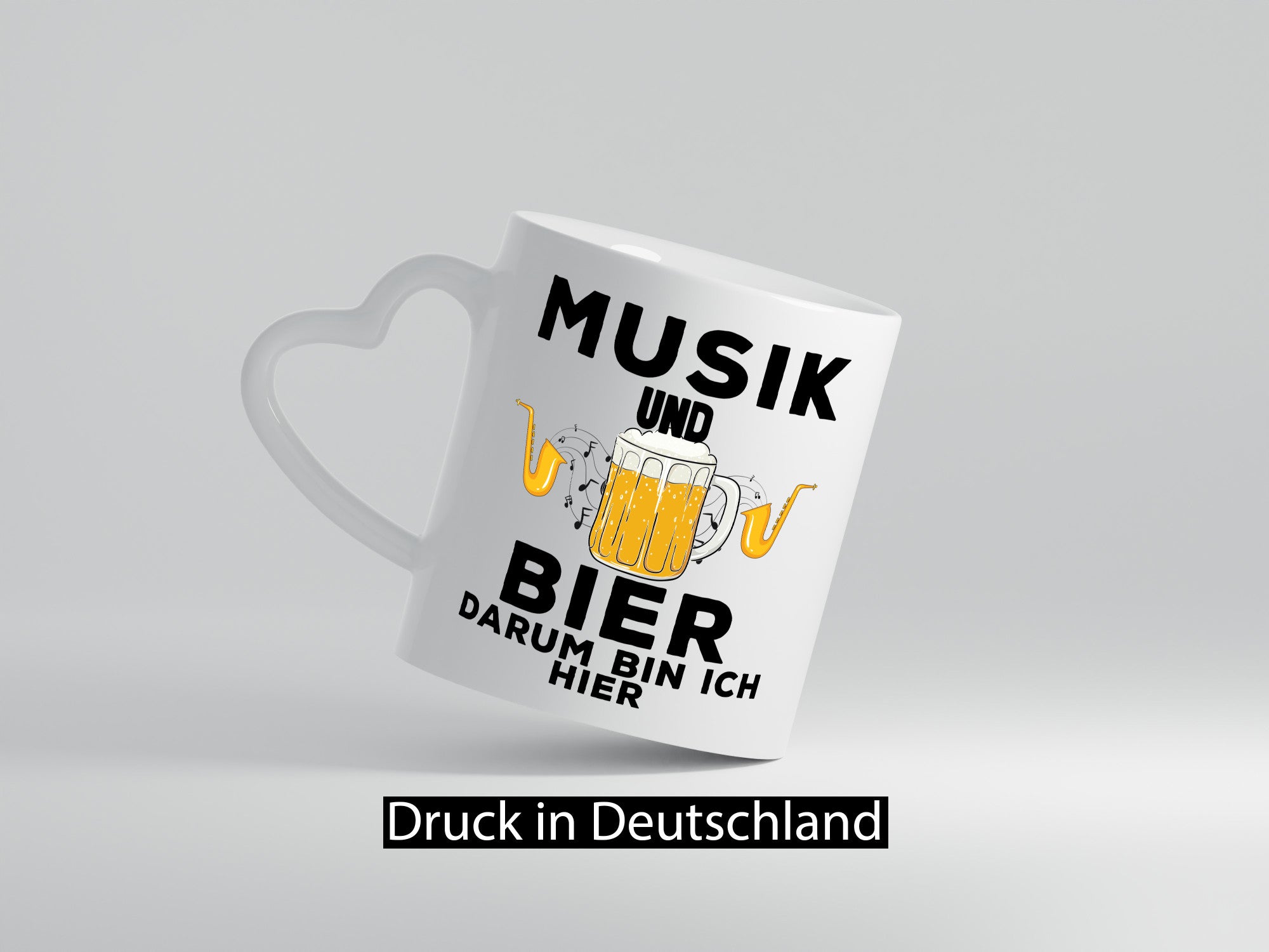 Musik und Bier darum bin ich hier | Party Freunde Humor Geschenkidee Tasse