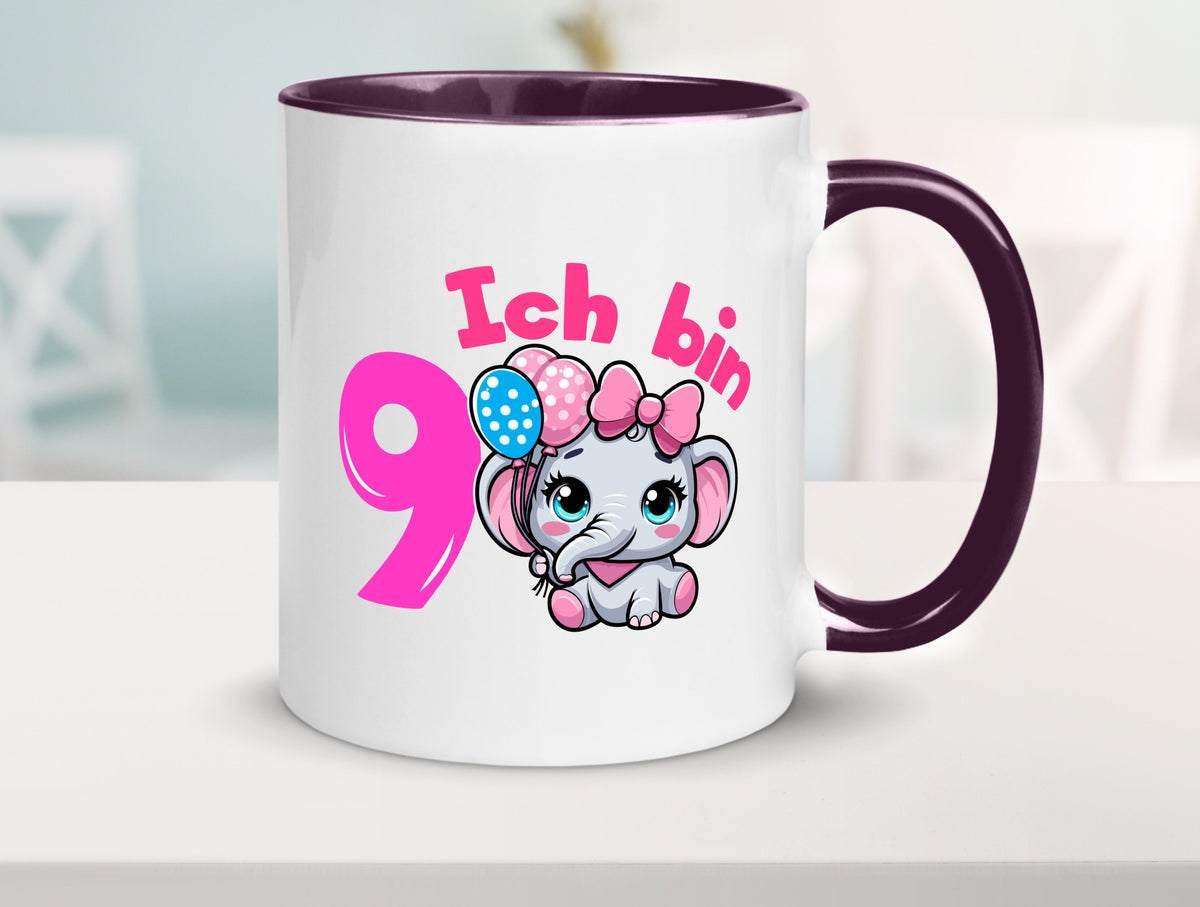 9. Geburtstag | 9 Jahre Elefant Mädchen Geschenk Geschenkidee lustiger Spruch Tasse