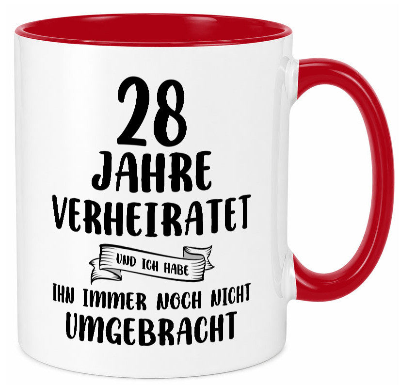 28 Jahre Verheiratet, immer noch am Leben! Geschenkidee Humor Tasse