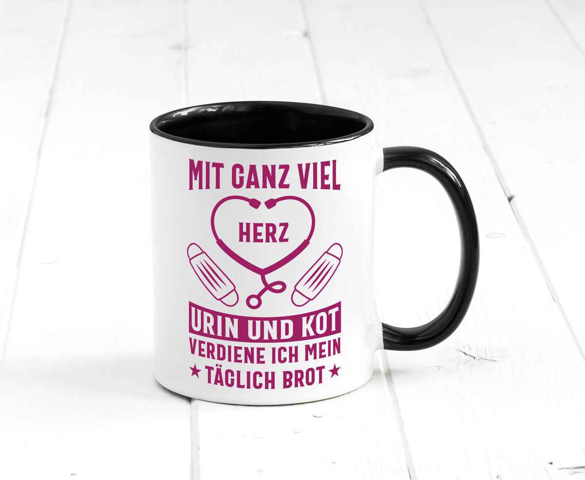 Herz, Urin, Kot, damit verdien ich mein Brot | Stethoskop Geschenk Humor Tasse