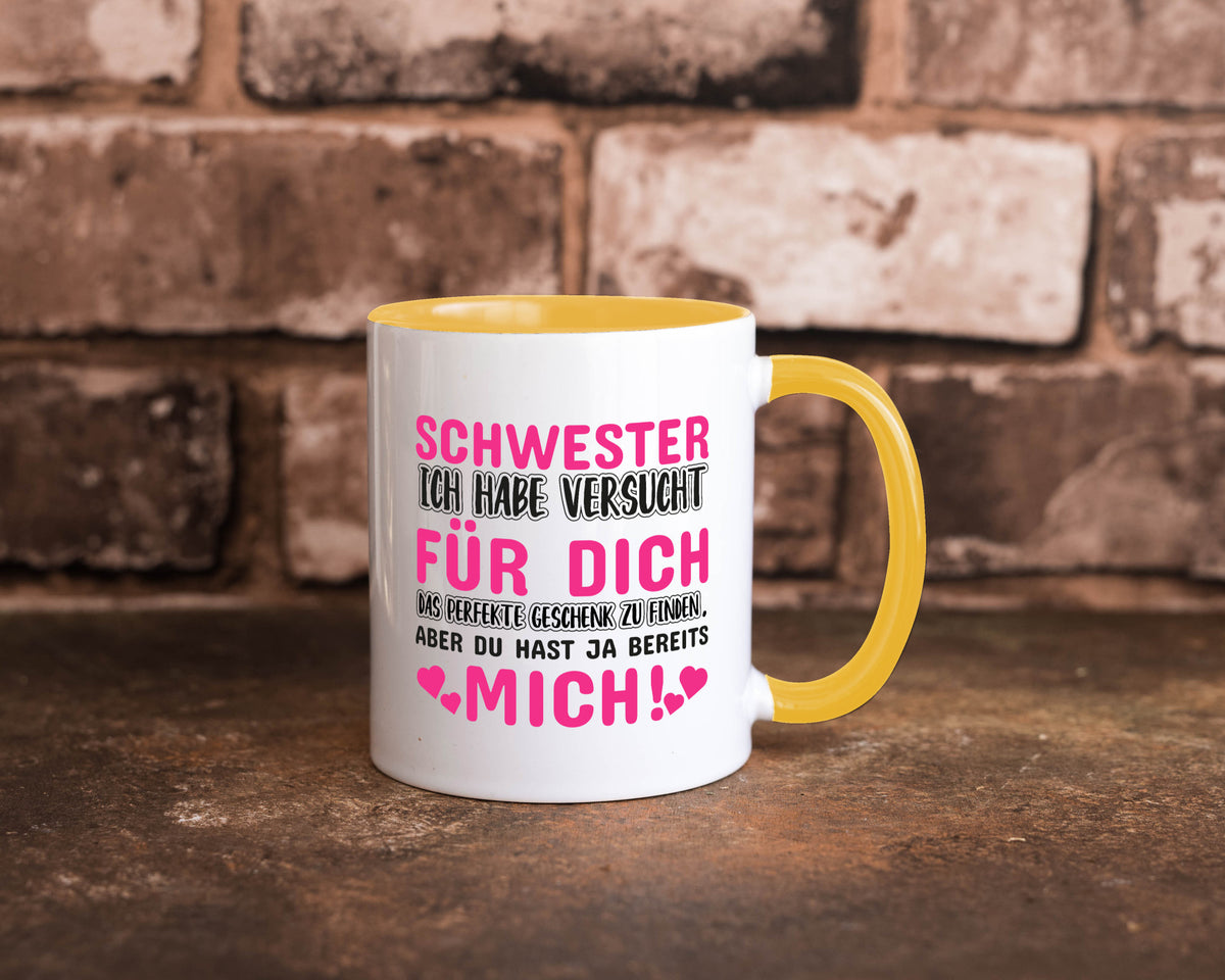Schwester Tasse | lustiger Spruch Geschwisterliebe v2 Humor Geschenkidee