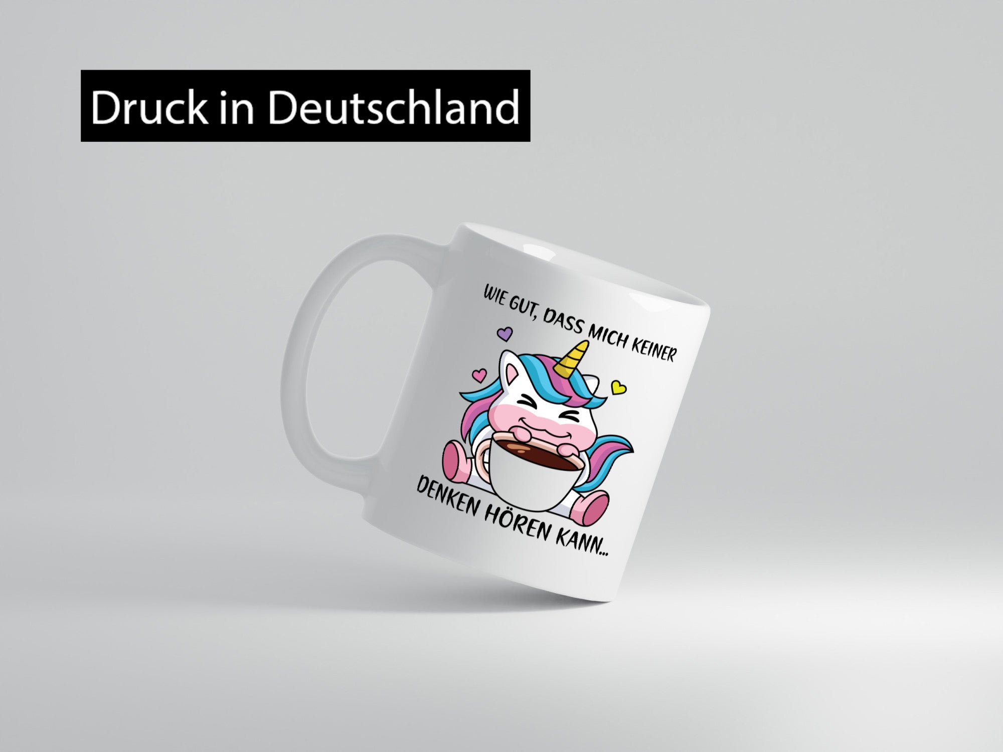 Denken hören kann | Einhorn Comic Humor Kaffeeliebhaber Geschenk Geschenkidee