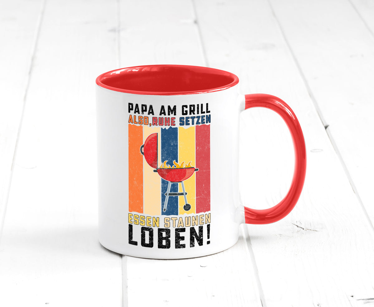 Papa am Grill | Grillmeister BBQ Grillabend v2 Geschenkidee Humor Tasse
