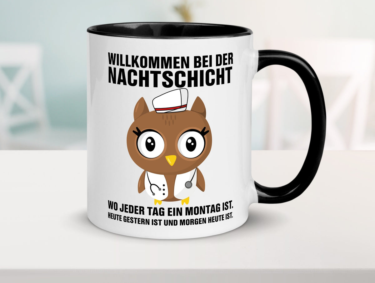 Nachtschicht | müde Eule Sanitäter Krankenschwester Humor Geschenkidee Tasse