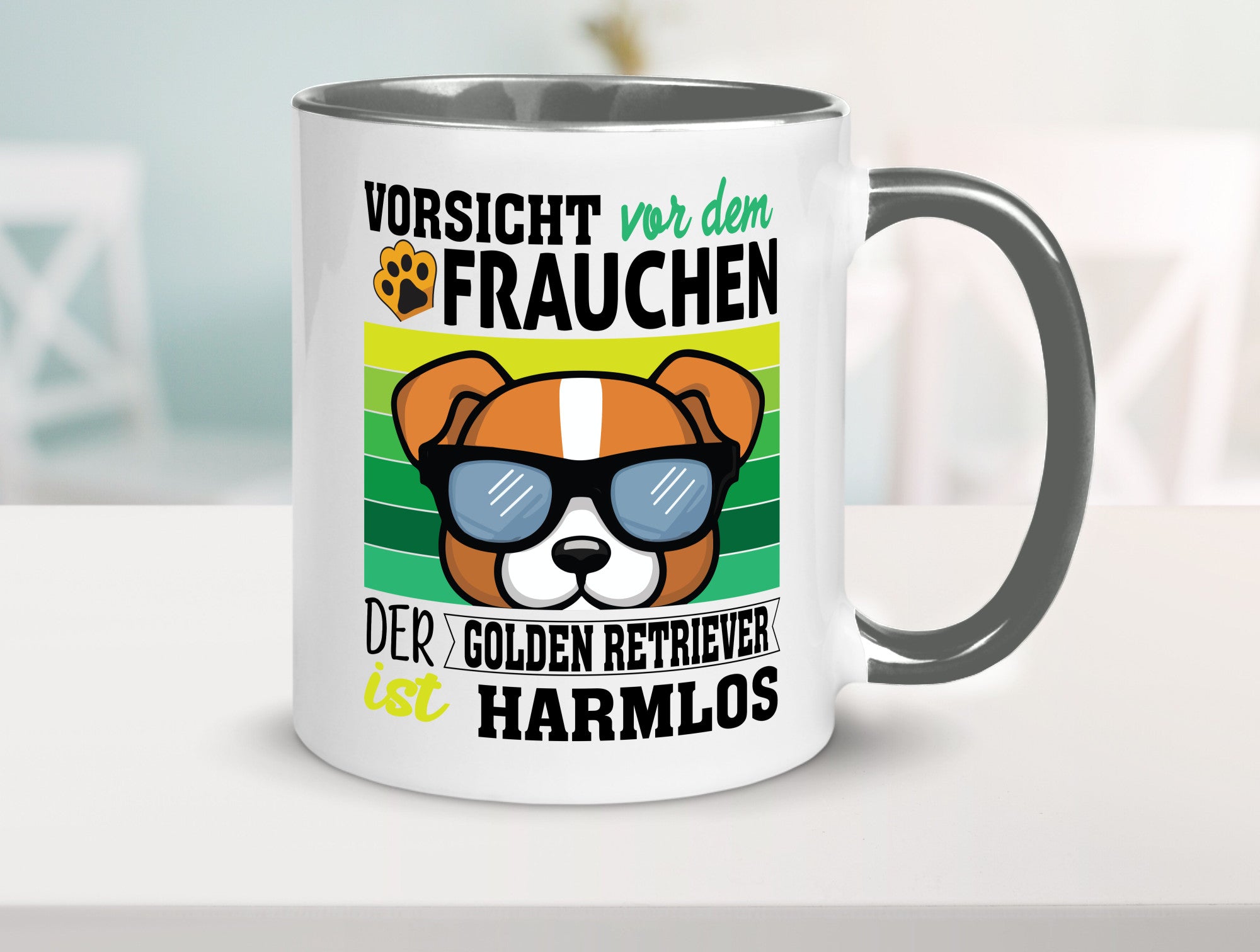 Vorsicht vor dem Frauchen Golden Retriever ist Harmlos lustiger Spruch Geschenk