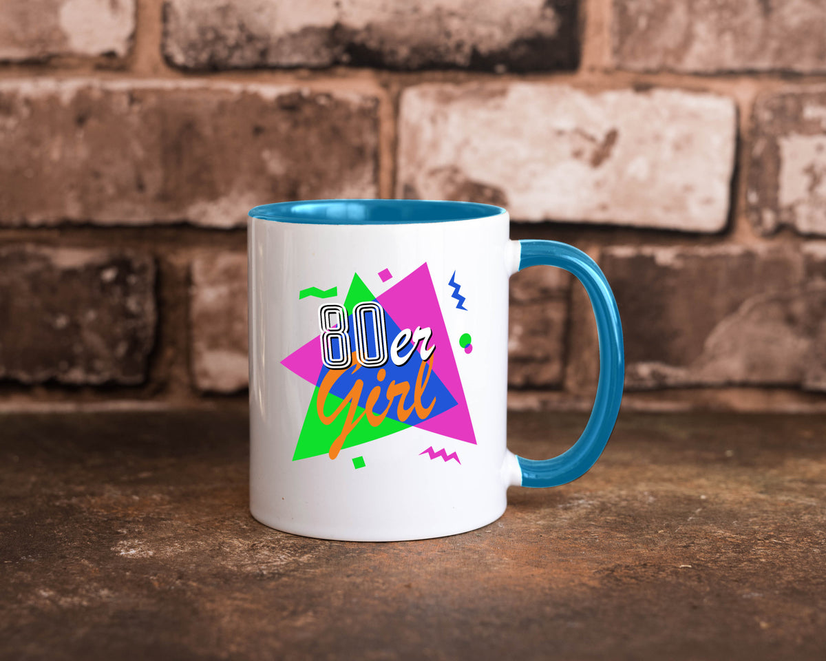 80er Girl - Jahre bunt + verrückt retro Humor Geschenkidee Tasse