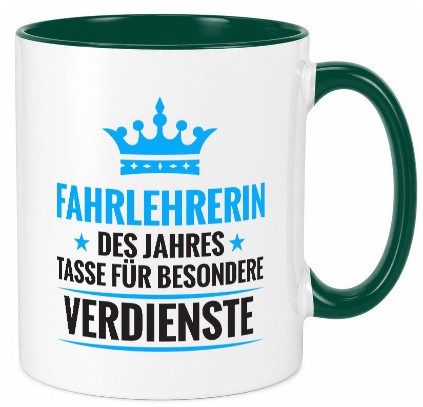 Besonderer Verdienst: Fahrlehrerin| Fahrschule lustiger Spruch Geschenk Humor Tasse