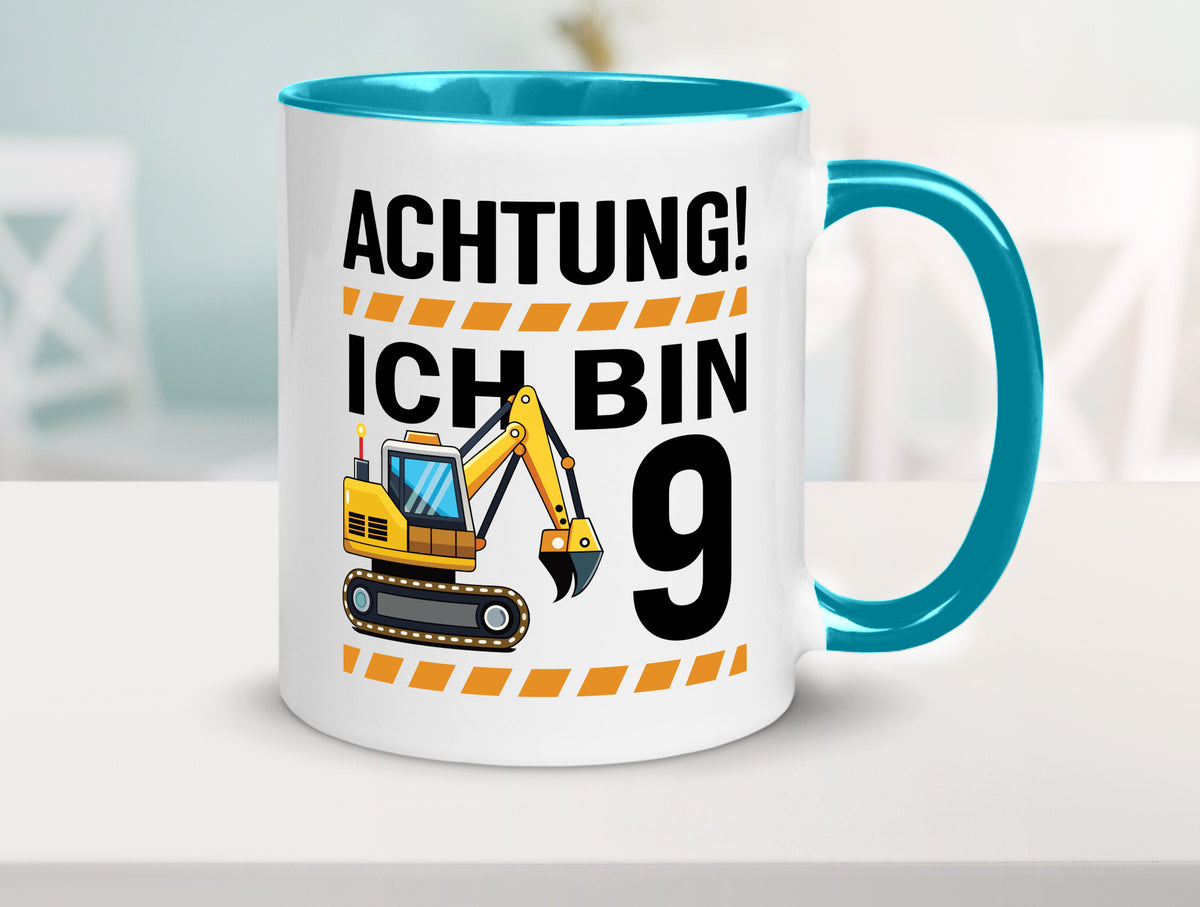 9 Geburtstag Ich bin | Bagger Junge lustiger Spruch Geschenk Geschenkidee Tasse