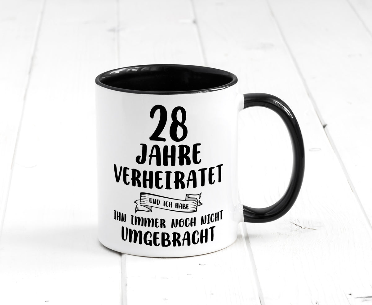 28 Jahre Verheiratet, immer noch am Leben! Geschenkidee Humor Tasse