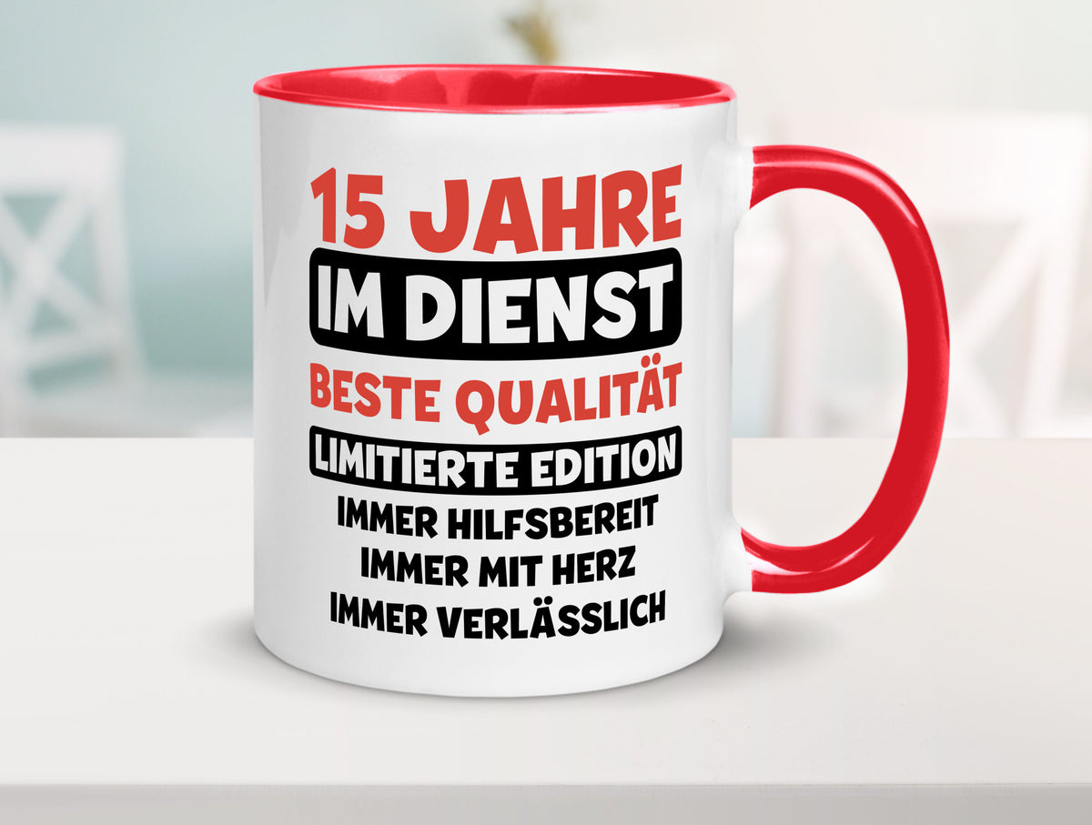 15 Jahre im Dienst | Jubiläum Arbeit v3 lustig Kollegen Büro Geschenk Tasse