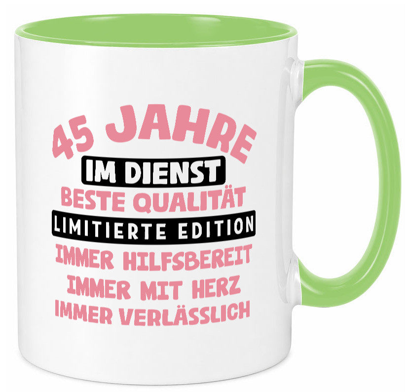 45 Jahre im Dienst | Jubiläum Arbeit v11 Geschenk Kollegen Büro lustiger Spruch Tasse