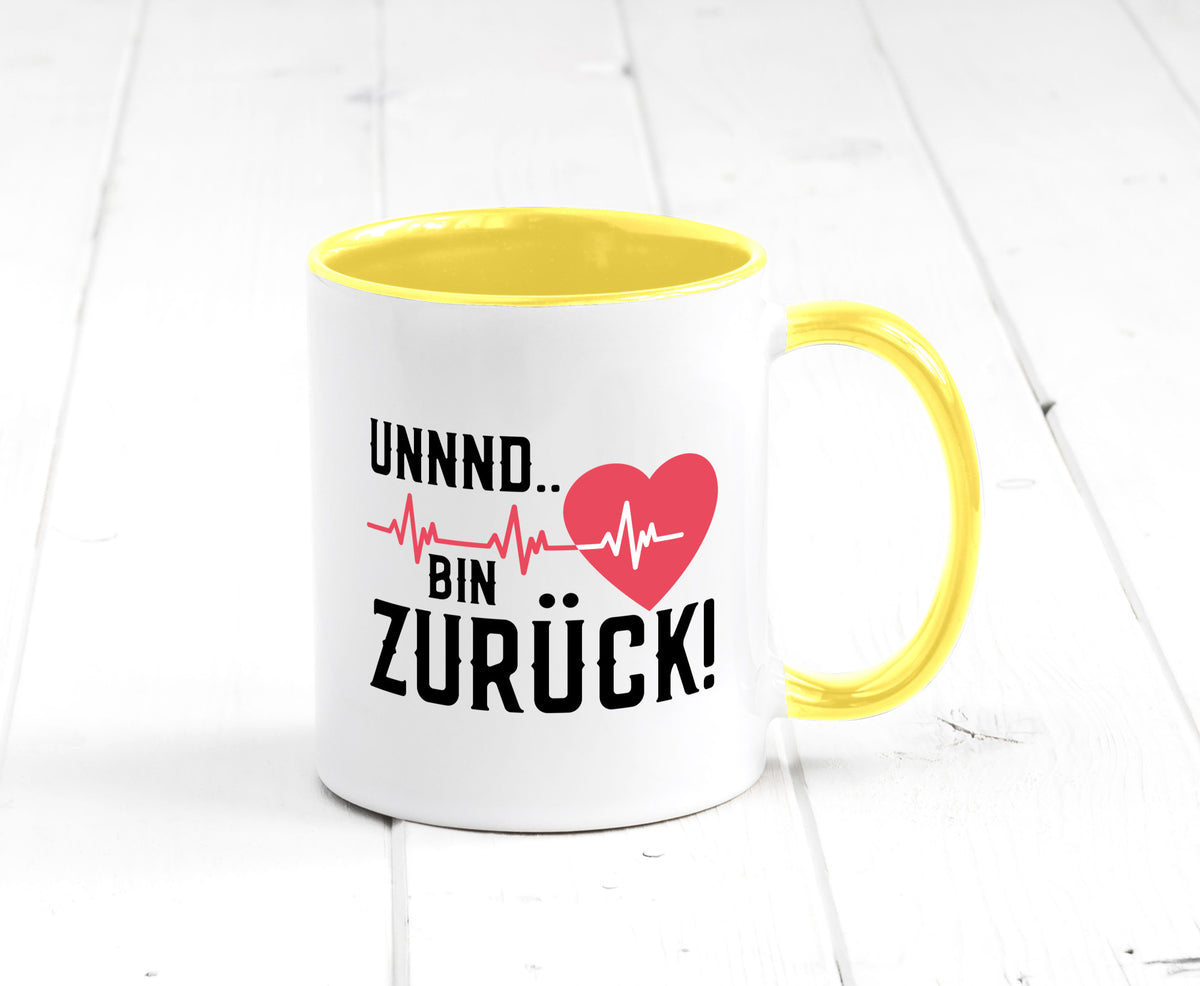 Bin zurück | Herzschlag Reanimation Puls Arzt Klinik Geschenk Humor Tasse